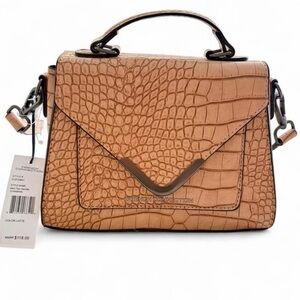 French Connection Mini Top Handle Croc-Embossed Crossbody NWT